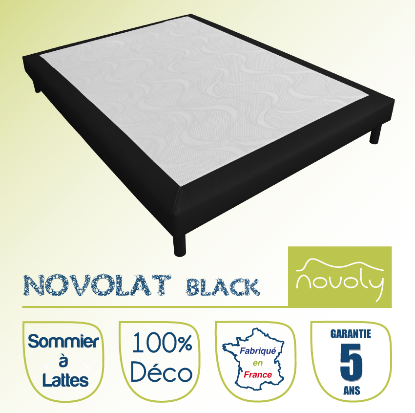 Sommier d&eacute;co &agrave; lattes 160x200 (2x80x200) - Novolat Black