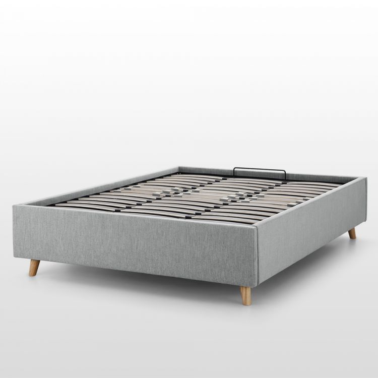 Lit adulte Lit double lit avec espace de rangement Lit 140 x 200 cm Cadre  de lit avec sommier à lattes Lit d'enfant naturel et blanc sans matelas